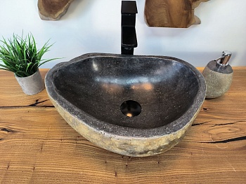 Раковина из речного камня RS-65785 44х33х15 из натурального камня