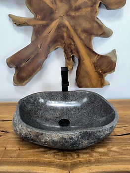 Раковина из речного камня RS-66556 53х38х15 из натурального камня