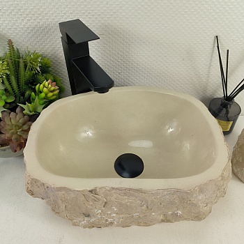 Раковина из мрамора Erozy Cream EM-65570 37*28*16 из натурального камня
