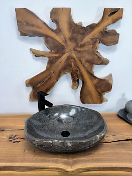 Раковина из речного камня RS-66390 57х44х15 из натурального камня