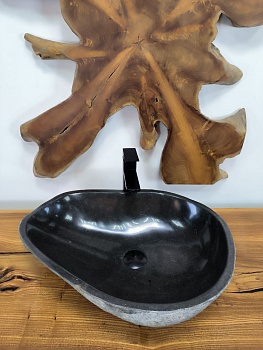 Раковина из речного камня RS-66544 58х43х16 из натурального камня