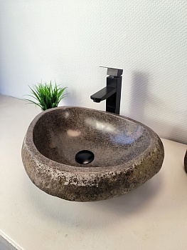 Раковина из речного камня RS-65959 46х37х15 из натурального камня