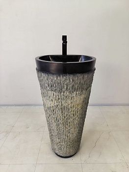 Раковина напольная из андезита Pedestal Black Marmo MN-65947 45х45х90 из натурального камня