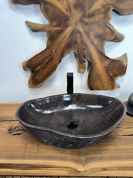 Раковина из речного камня RS-66430 62х41х16 из натурального камня