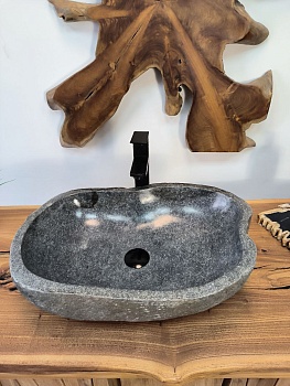 Раковина из речного камня RS-65898 54х39х15 из натурального камня