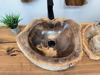 Раковина из окаменелого дерева OD-65687 50х43х15 из натурального камня