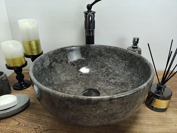 Раковина из мрамора Bowl Grey BM-60644 40*40*17 из натурального камня