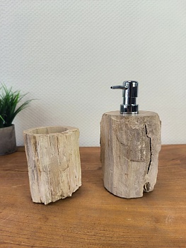 Набор из окаменелого дерева 2 предм NF-66131 дозатор,стакан,