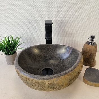 Раковина из речного камня RS-66030 36х32х15 из натурального камня