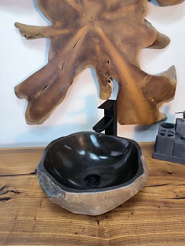 Раковина из речного камня RS-66755 37х35х14 из натурального камня