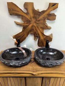 Раковина из мрамора ПАРА! Erozy Black EM-66599 51х40х15 из натурального камня
