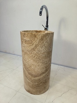 Раковина напольная из оникса Silinder Sunset ON-65933 40х40х80 из натурального камня