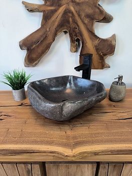 Раковина из речного камня RS-65783 44х37х15 из натурального камня