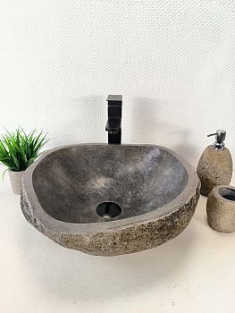 Раковина из речного камня RS-65989 42х41х15 из натурального камня