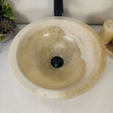 Каменная раковина из оникса Bowl Yellow BO-04260 (40*40*15) 0196 из натурального камня