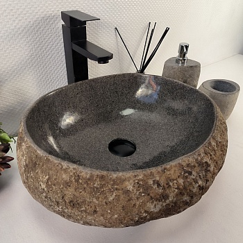 Раковина из речного камня RS-65416 42*38*15 из натурального камня