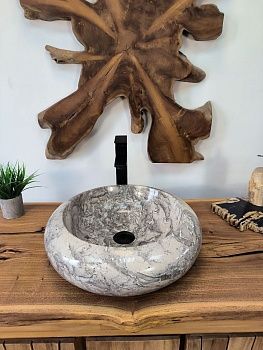 Раковина из мрамора Donut Doreng Grey DM-65867 45х45х13 из натурального камня