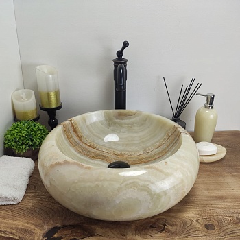 Раковина из оникса Donut Green Medium DO-60172 45*45*15 из натурального камня
