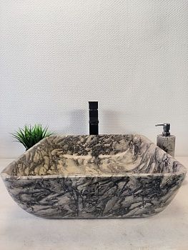 Раковина из мрамора Square Doreng Grey MS-70187 45*45*15 из натурального камня