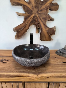 Раковина из речного камня RS-65887 45х43х15 из натурального камня