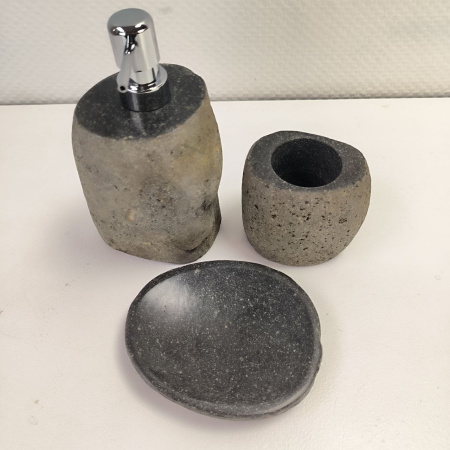 Набор из речного камня 3 предмета RN-03820 дозатор, стаканчик,мыльница) (143,144,145) 
