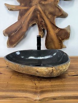 Раковина из речного камня RS-66579 56х34х15 из натурального камня