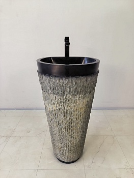 Раковина напольная из андезита Pedestal Black Marmo MN-65947 45х45х90 из натурального камня