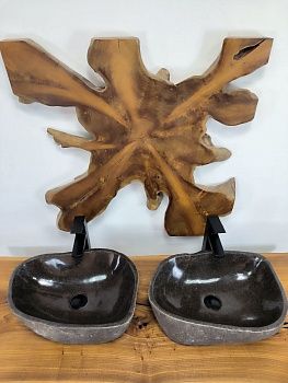 Раковина из речного камня ПАРА! RS-66530 49x34x14 натурального камня