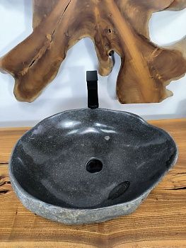 Раковина из речного камня RS-66690 57х45х15 из натурального камня