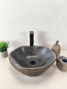 Раковина из речного камня RS-65980 42х36х15 из натурального камня