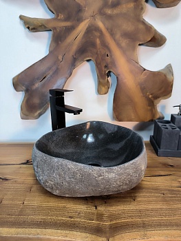 Раковина из речного камня RS-66759 37х37х14 из натурального камня