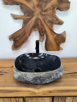 Раковина из речного камня RS-66311 48х43х14 из натурального камня