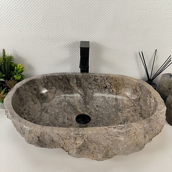 Раковина из мрамора Erozy Grey EM-65517 60*52*15 из натурального камня