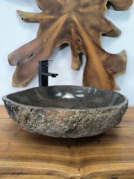 Раковина из речного камня RS-66576 49х44х15 из натурального камня