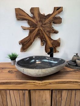 Раковина из речного камня RS-65842 66х47х15 из натурального камня