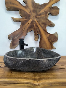 Раковина из речного камня RS-66537 55х45х16 из натурального камня