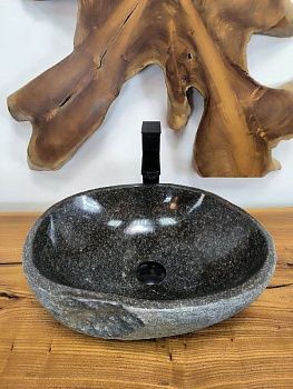 Раковина из речного камня RS-66555 46х37х15 из натурального камня
