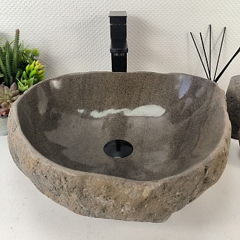 Раковина из речного камня RS-65443 46*42*15 из натурального камня