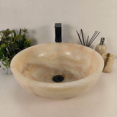Каменная раковина из оникса Bowl Yellow TinLip BO-04722 (45*45*17) 0199 из натурального камня