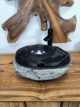 Раковина из речного камня RS-66689 42х41х15 из натурального камня