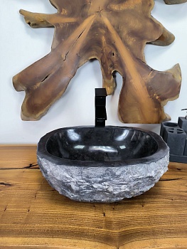 Раковина из мрамора Erozy Black EM-66217 41х31х15 из натурального камня
