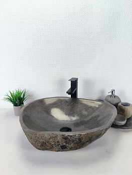 Раковина из речного камня RS-66188 56х43х15 из натурального камня