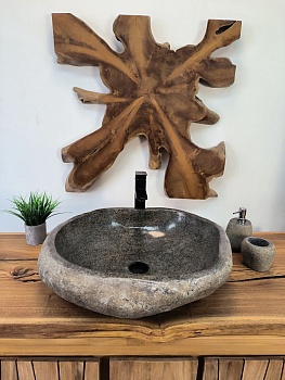 Раковина из речного камня RS-65816 57х49х15 из натурального камня