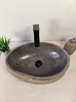 Раковина из речного камня RS-65956 48х33х15 из натурального камня