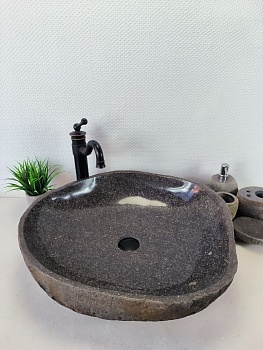 Раковина из речного камня RS-66210 58х55х15 из натурального камня
