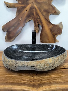 Раковина из речного камня RS-66533 60х37х15 из натурального камня