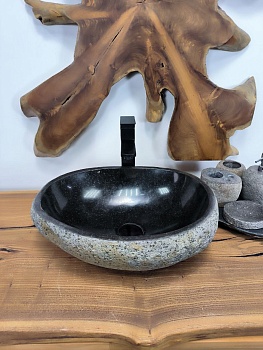 Раковина из речного камня RS-66335 45х35х18 из натурального камня