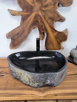 Раковина из речного камня RS-66486 60х43х15 из натурального камня