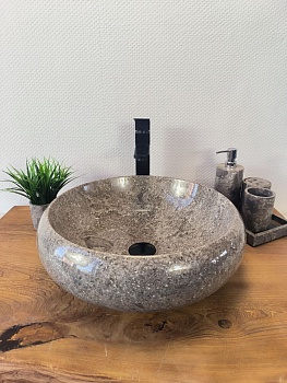 Раковина из мрамора Donut Grey Medium DM-60347 45*45*15 из натурального камня
