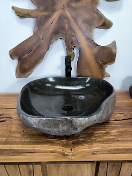 Раковина из речного камня RS-66714 56х49х15 из натурального камня